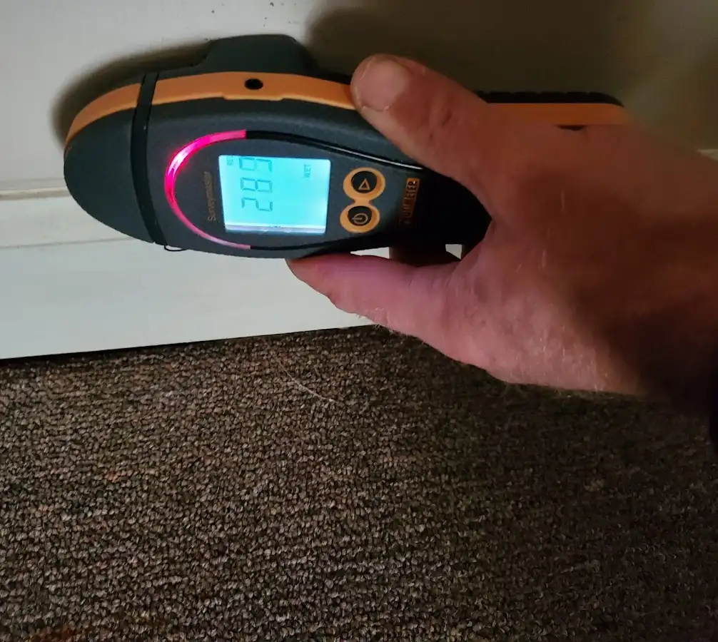 Moisture detection at baseboard during Sewage Cleanup & Sanitation in Wooster